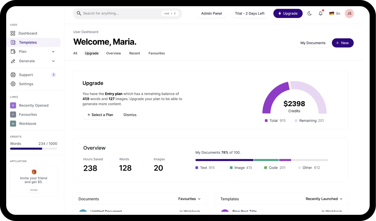 Aura AI Dashboard Mockup